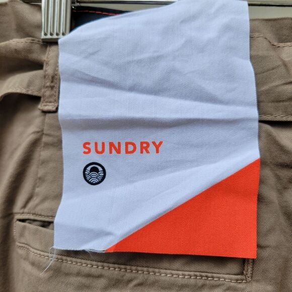 Sundry Relaxed Fit High Waisted Straight Leg Trousers Tan Orange Strip Size 31" - Picture 5 of 11